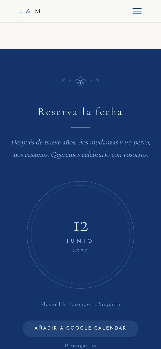 Diseño Azulejo: la fecha de la boda en un círculo sobre azul cobalto